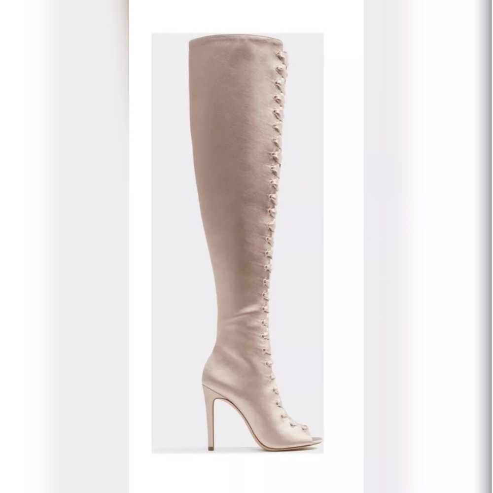 Aldo Pink Satin Over The Knee Boots
